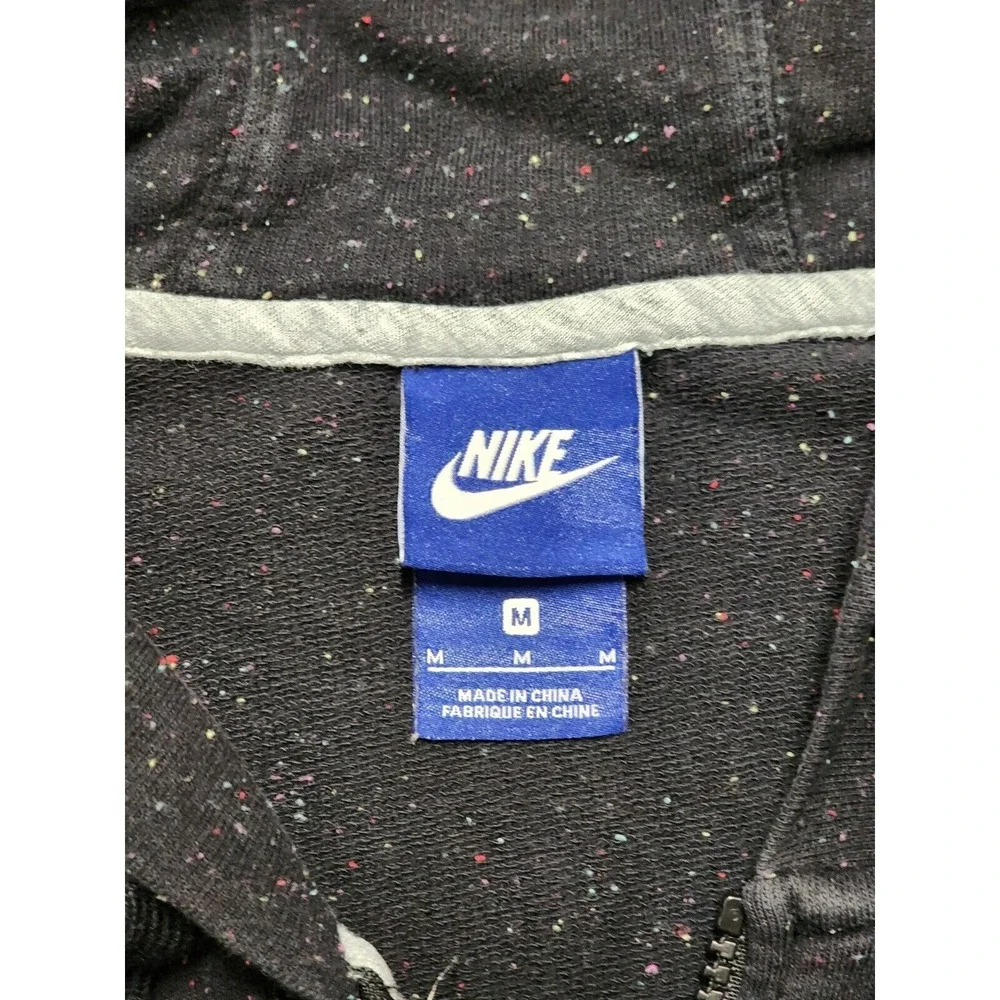 Rare Y2K Nike Speckled Hoodie Full‎ Zip Jacket Womens Medium Black - Picture 4 of 16